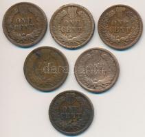 Amerikai Egyesült Államok 1879-1903. 1c Br "Indián fej" 6xklf évszám T:2,2-,3
USA 1879-19...