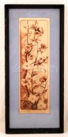 Hertay Mária (1932-): Japán birs. Rézkarc, papír, jelzett, üvegezett keretben, piszkos, 44×15 cm
