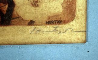 Hertay Mária (1932-): Japán birs. Rézkarc, papír, jelzett, üvegezett keretben, piszkos, 44×15 cm