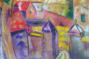 Ilosvai jelzéssel: Város. Vegyes technika, papír, üvegezett keretben, 40×39 cm