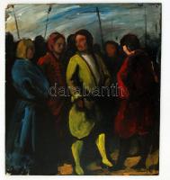 Rudnay jelzéssel: Feszült pillanatok. Olaj, falemez,  59×53 cm