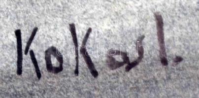 Kokas jelzéssel: Magányos templom. Vegyes technika, papír,  üvegezett keretben,  41×58  cm