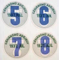 Gépjármű adójegyek tartalmas gyűjteménye 1933-1950, 281 különféle adójegy albumban /  Nice collectio...