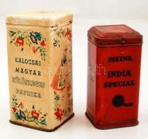 2 db háború előtti fém doboz, paprika és tea. Jó állapotban. 15 cm 13 cm