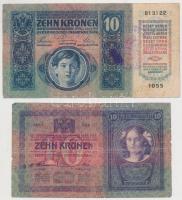 1904. 10K + 1915. 10K, mindkettő szerb felülbélyegzéssel T:III-,III