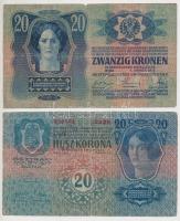 1913. 20K (2x) magyar és szerb felülbélyegzéssel T:III