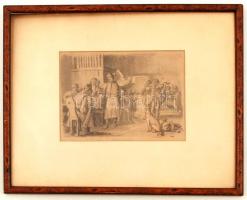 Stettka jelzéssel: Búcsúpohár. Vegyes technika, papír, üvegezett keretben, 12x16 cm