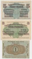 Litvánia/I. világháború/német megszállás/Darlehnskasse Ost, Posen 1916. 20k + 50k + 1R + 3R + Orosz ...