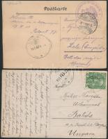 1914, 1916 2 db, a harctérről hazaküldött képeslap, katonai élménybeszámolókkal, 9x14 cm