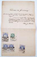 cca 1886 2 db  okmánybélyeges irat(az egyik későbbi), vegyes okmánybélyegekkel, egyiken viaszpecséttel