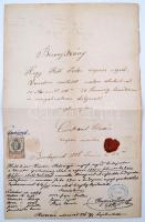 cca 1886 2 db  okmánybélyeges irat(az egyik későbbi), vegyes okmánybélyegekkel, egyiken viaszpecsétt...