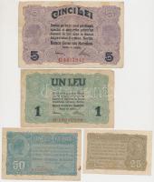 Románia / Német megszállás 1917. 25b + 50b +1L + 5 L T:III,III- Romania / German occupation 1917. 25 Bani + 50 Bani + 1 Leu + 5 Lei C:F,VG