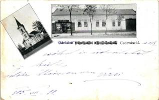 Csorvás, Evangélikus templom, Tóth Mihály üzlete (EK)