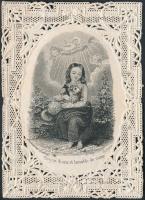 cca 1900 Csipke szentkép szép állapotban, 7x5cm