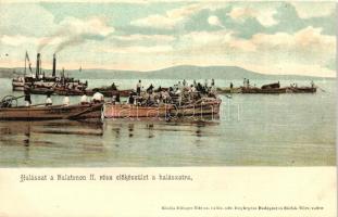 Balaton, Halászat a Balatonon II. rész, előkészület a halászatra, kiadja Ellinger Ede udvari fényképész