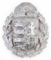 cca 1930 Zrinyi lovasrendőr sisak, hozzávaló címerrel, jó állapotban, bőr-fém, 28×22 cm, m:28 cm / O...