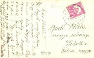 Sárrétudvari, Hangya-szövetkezet, csoportkép az üzlet előtt a tulajdonossal