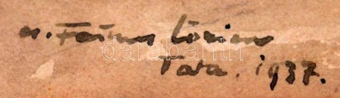 Olvashatatlan jelzéssel: Tatai Kapucinus Plébánia. Akvarell, papír, üvegezett keretben, 19×18 cm