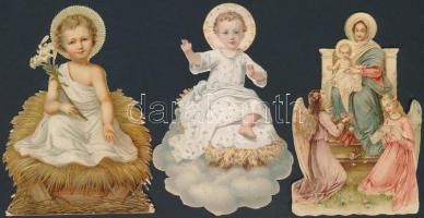 cca  1920-30 Régi szentképes matricák, különböző méretben és minőségben, 3db, cca 10x6cm