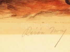 Révész Imre (1859-1945): Hazafelé, színezett rézkarc, jelzett, karton, kis szakadásokkal, 32x38cm