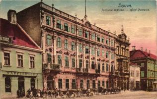 Sopron, Pannónia szálloda, kávéház, lovaskocsik, kiadja Piri Dániel
