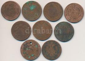Vegyes: 1858-1888. 1kr Cu (9x) osztrák és magyar verdejelűek T:vegyes