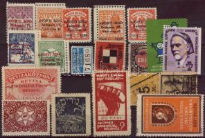 19db levélzáró cimke, közte 7 Abonyi-féle reklámcimke, judaika, stb