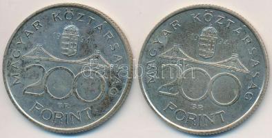 1994. 200Ft Ag "Deák" (2x) T:2 oxidáció