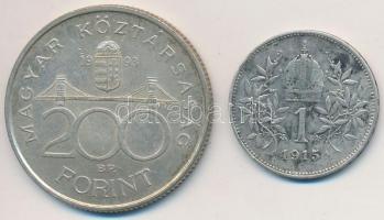 Vegyes: 1993. 200Ft Ag "MNB" + Ausztria 1915. 1K Ag "Ferenc József" T:2,2-