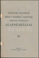 1910 A Szatmári Egyesület helyi érdekű vasutak részvénytársaság alapszabályai. Budapest. pp.:37, 22x...