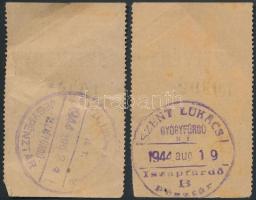 1944 Szelvény iszapfürdőutalványhoz göngyöléssel, 2db, 7x4cm