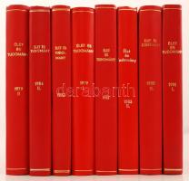 1979-1981, 1983-1985 Az Élet és Tudomány több évfolyamának számai könyvbe kötve, 8 db