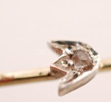 cca 1910 arany (Au) 14 K karperec korall lencsével és 2 db gyémánttal, jelzett, bruttó:5,8 g, 6,5×5,...