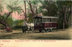 Budapest XIII. Margitsziget, lóvasút / omnibus, kiadja Taussig Arthur (vágott / cut)