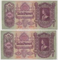 1930. 100P (4x) páronként sorszámkövetők és egyugrású sorszámúak T:I-,II