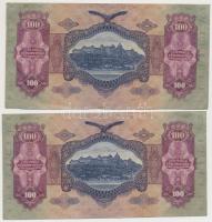 1930. 100P (4x) páronként sorszámkövetők és egyugrású sorszámúak T:I-,II