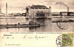 Budapest IX. Elevátor épület, uszályok, kiadja Ganz Antal TCV (vágott / cut)