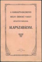 1912 A Haraszti-Ráczkevei helyi érdekű vasut részvénytársaság alapszabályai a társasági elnők és más...