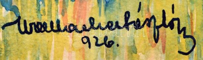 Wallacher László (?-?): Kis kápolna. Akvarell, papír, jelzett,  keretben,  35×27 cm