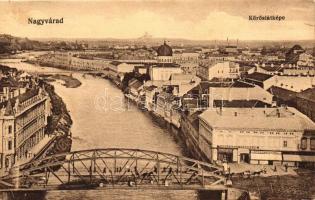 Nagyvárad, Oradea; Kőrös, híd, zsinagóga, Gazdasági iparbank, Janky Antal és Strohmayer Pál üzlete / river, synagogue, shops, bank (EK)