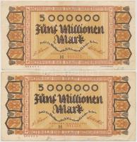 Németország / Weimari Köztársaság / Nürnberg 1923. 5.000.000M (5x) T:vegyes
Germany / Weimar Republ...