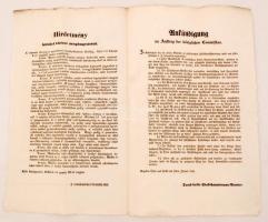1846 Hirdetmény királyi biztosi meghagyásból, magyar és német nyelven, szép állapotban, 41x47cm