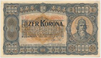 1923. 1000K "Magyar Pénzjegynyomda Rt. Budapest" T:II több kisebb hajlás