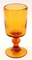 Mangán sárga talpas pohár, buborék zárványokkal, hibátlan, jelzett, m:17 cm