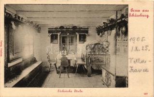 Segesvár, Sighisoara; Szász szoba belső, folklór / Saxon room interior, folklore