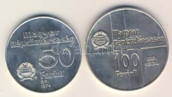 1974. 50Ft + 100Ft Ag "50 éves az MNB" T:BU