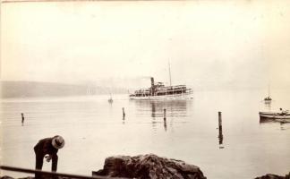 1913 Az Ungaro-Croata 'Almádi' hajója Abbaziánál / steamship of the Hungarian-Croatian Shipping company, photo (Rb)