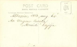 1913 Az Ungaro-Croata 'Almádi' hajója Abbaziánál / steamship of the Hungarian-Croatian Shi...