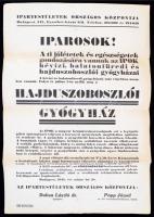 1941 Felhívás iparosoknak a Hajduszoboszlói Gyógyház megnyitásáról, Ipartestületek Országos Központja, plakát, 50x35cm