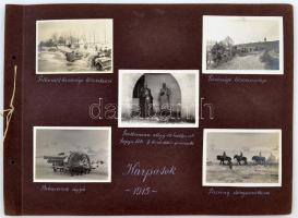 cca 1915 Katonai fotók különböző helyszínekről, feliratozva,  nagyrészt a Kárpátokból,  életképek a ...